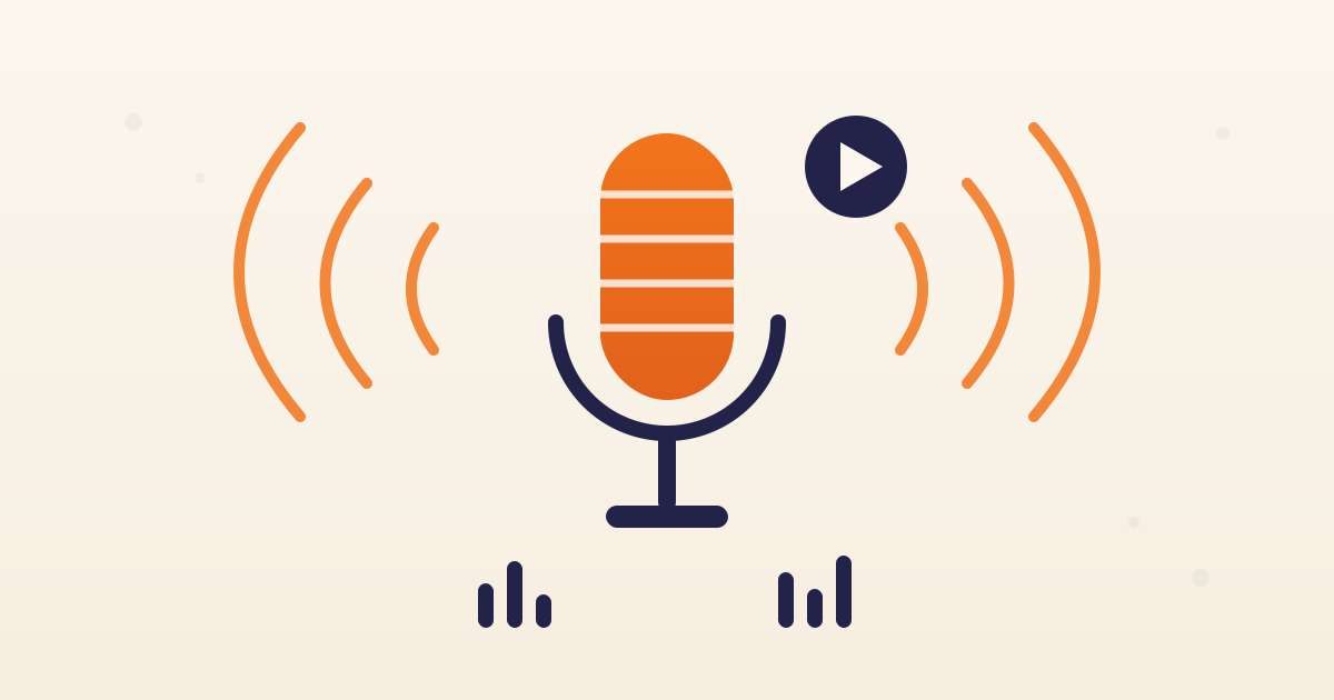 Illustratie van een podcastmicrofoon met geluidsgolven